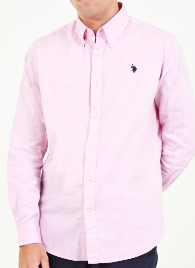 Ανδρικά Πουκάμισα Evan.Shirt Ροζ Βαμβάκι U.S. Polo Assn.