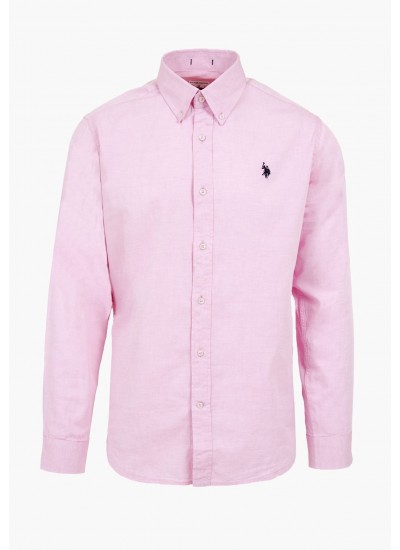 Ανδρικά Πουκάμισα Evan.Shirt Ροζ Βαμβάκι U.S. Polo Assn.