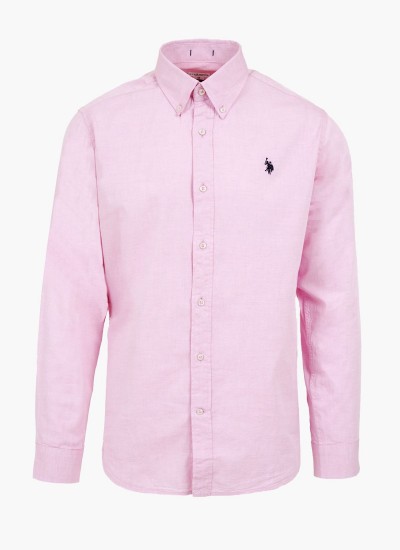Ανδρικά Πουκάμισα Evan.Shirt Ροζ Βαμβάκι U.S. Polo Assn.