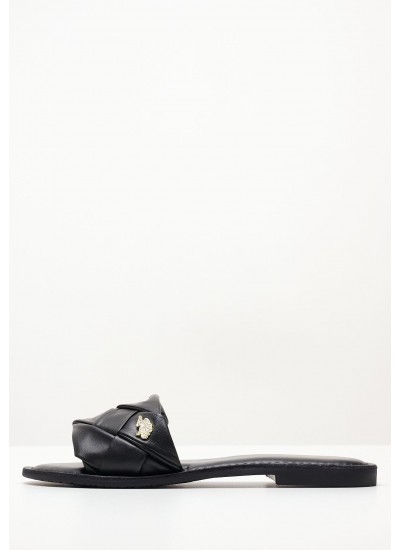 Women Flats 315 Black Leather Mortoglou