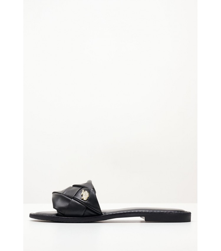 Women Flats Linda003 Black Leather U.S. Polo Assn.