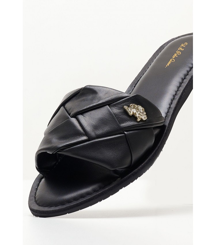 Women Flats Linda003 Black Leather U.S. Polo Assn.