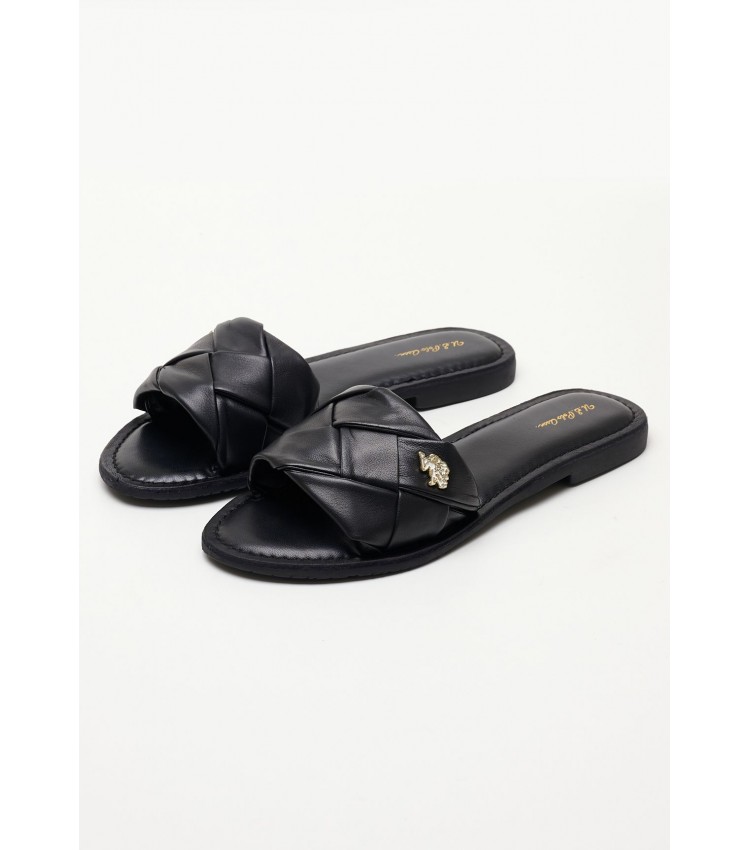 Women Flats Linda003 Black Leather U.S. Polo Assn.