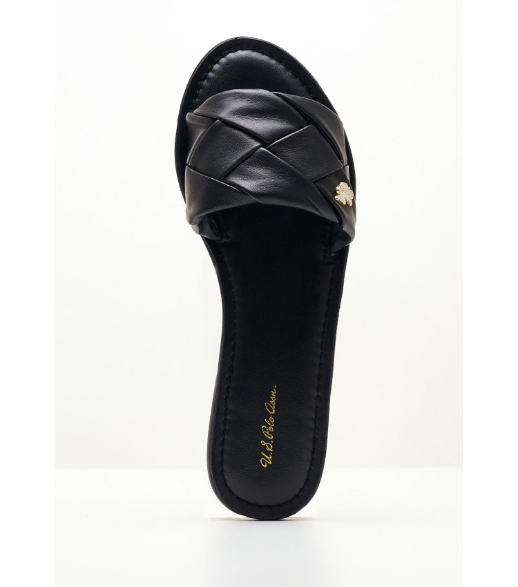 Women Flats Linda003 Black Leather U.S. Polo Assn.