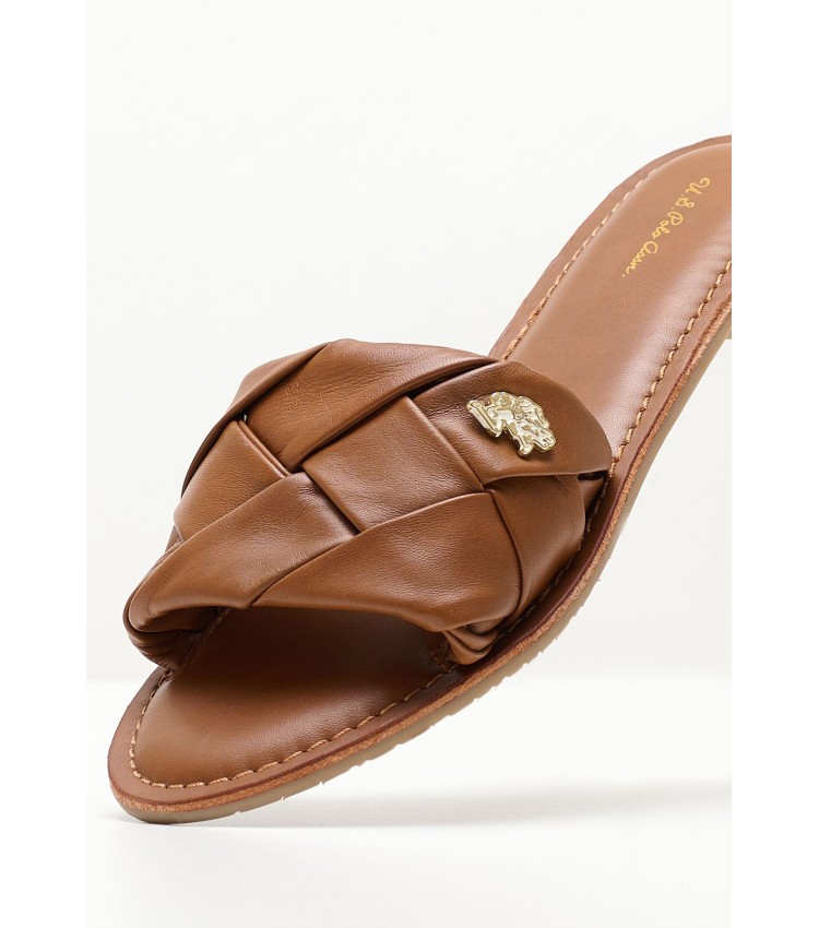 Women Flats Linda003 Brown Leather U.S. Polo Assn.