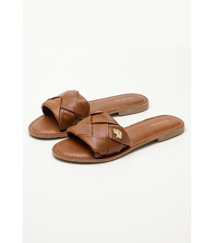 Women Flats Linda003 Brown Leather U.S. Polo Assn.