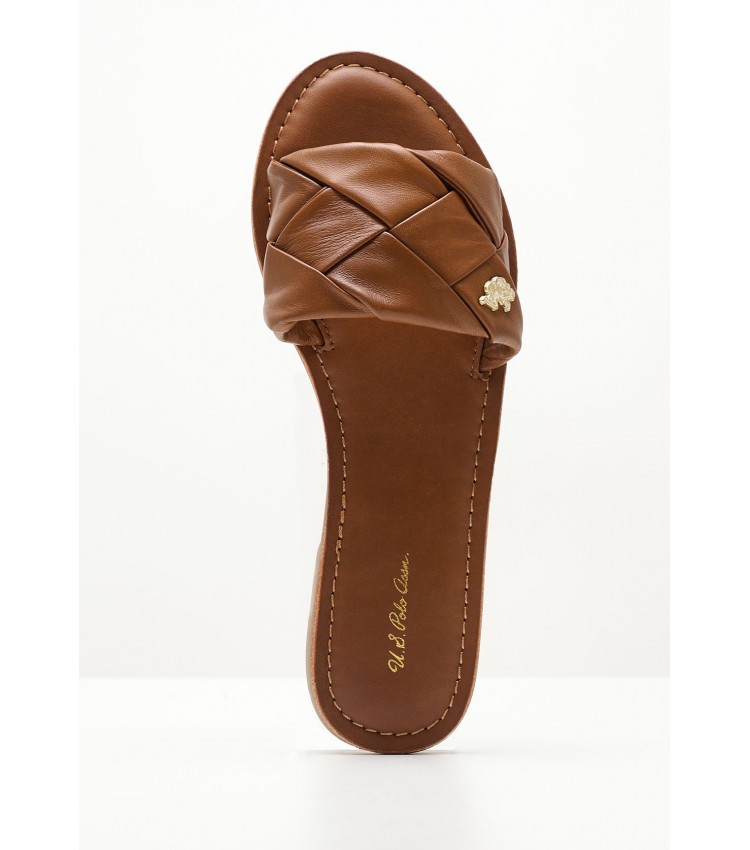 Women Flats Linda003 Brown Leather U.S. Polo Assn.