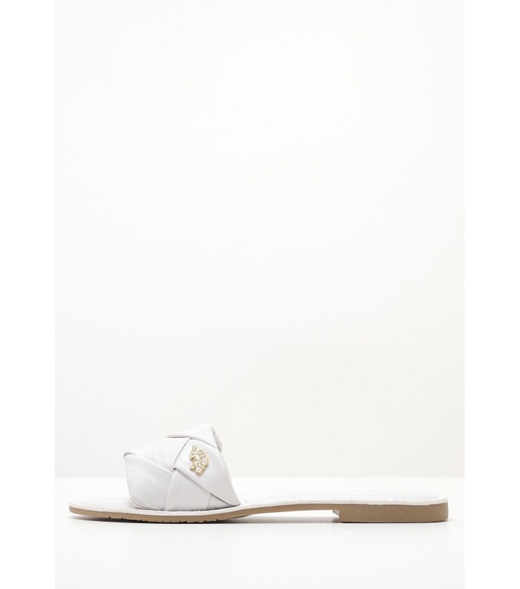 Women Flats Linda003 White Leather U.S. Polo Assn.