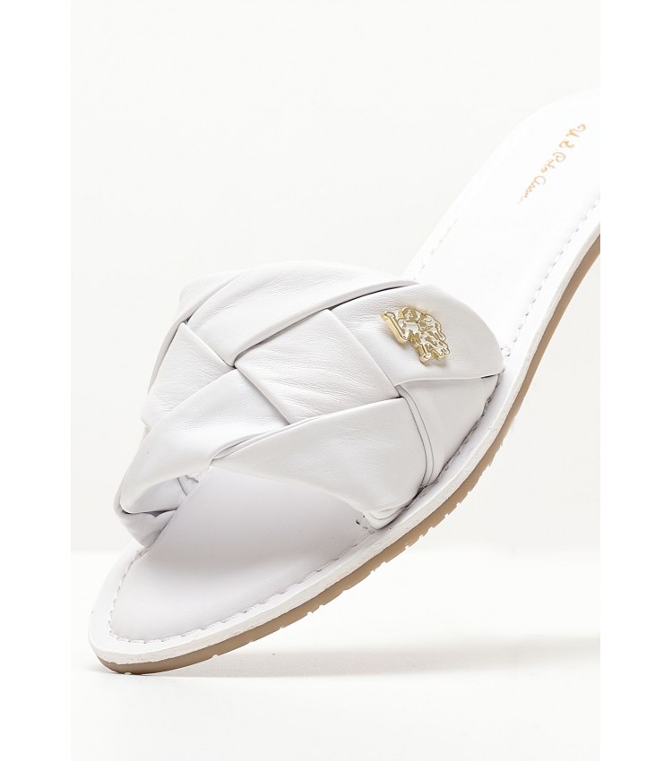 Women Flats Linda003 White Leather U.S. Polo Assn.