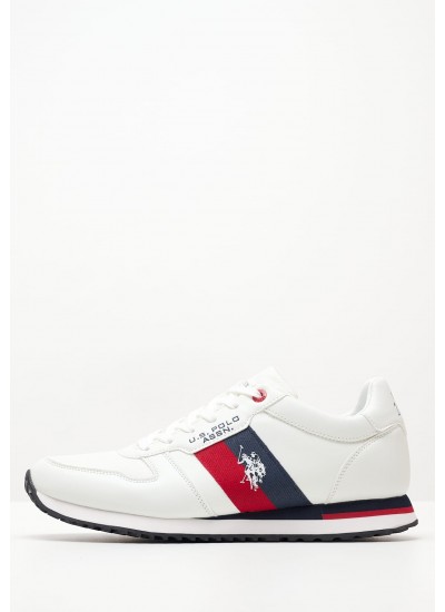 Ανδρικά Παπούτσια Casual Track.Runner Άσπρο Δέρμα Καστόρι Tommy Hilfiger