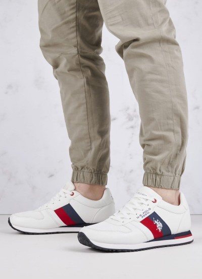 Ανδρικά Παπούτσια Casual Track.Runner Άσπρο Δέρμα Καστόρι Tommy Hilfiger