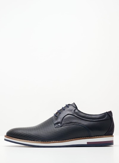 Ανδρικά Παπούτσια Δετά V1616 Μπλε Δέρμα Boss shoes