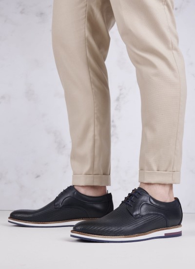 Ανδρικά Παπούτσια Δετά V1616 Μπλε Δέρμα Boss shoes