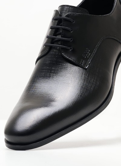 Ανδρικά Παπούτσια Δετά V4972.Glm Μαύρο Δέρμα Boss shoes