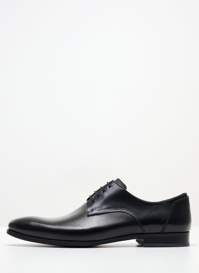 Ανδρικά Παπούτσια Δετά V4972.RMN Μαύρο Δέρμα Boss shoes
