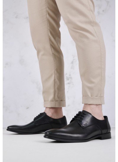 Men Shoes V4972 Black Leather Boss shoes