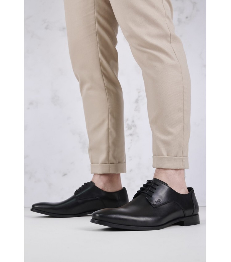 Men Shoes V4972 Black Leather Boss shoes