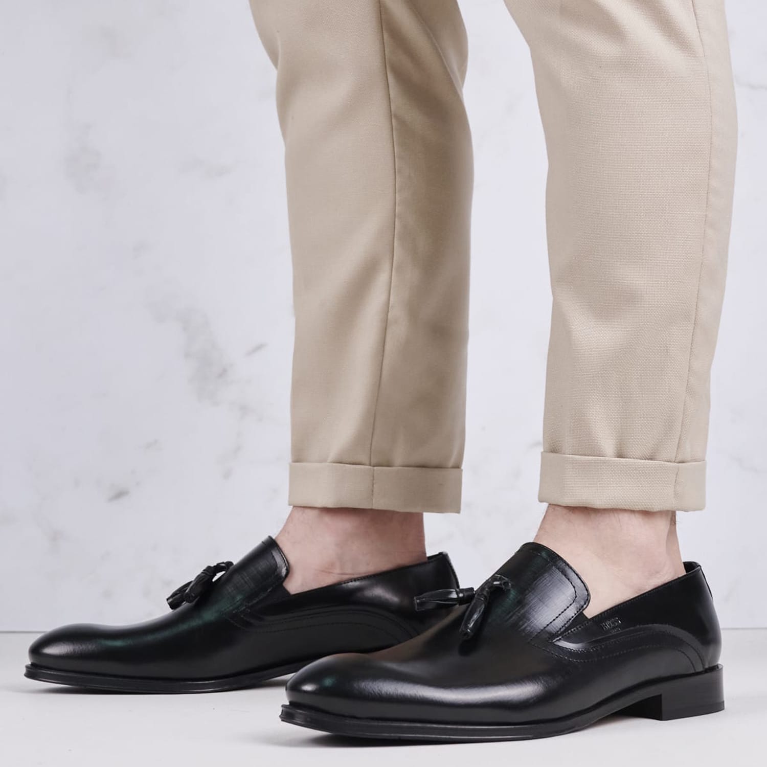 Men Moccasins X5429.GLM Black Leather Boss shoes