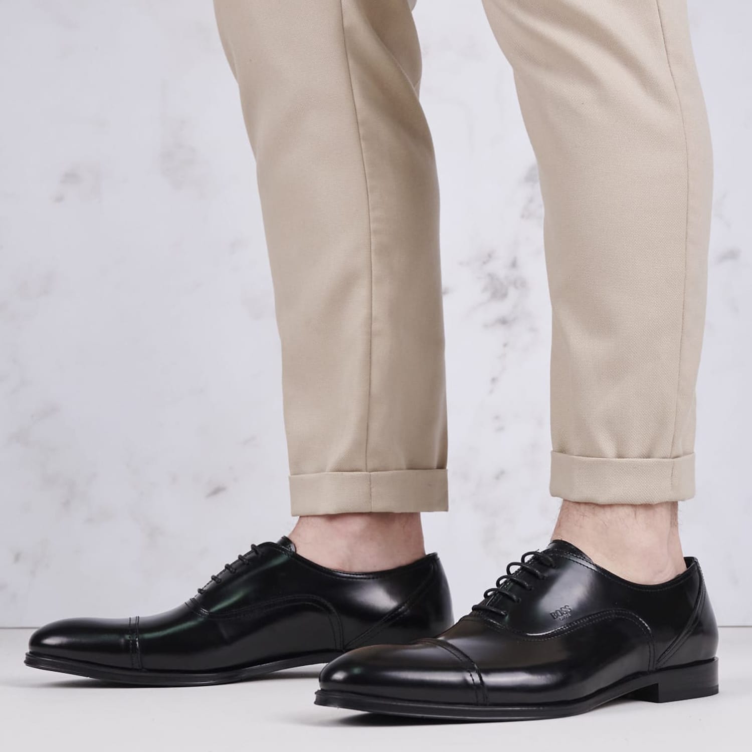 Ανδρικά Παπούτσια Δετά V5974.FLO Μαύρο Δέρμα Boss shoes