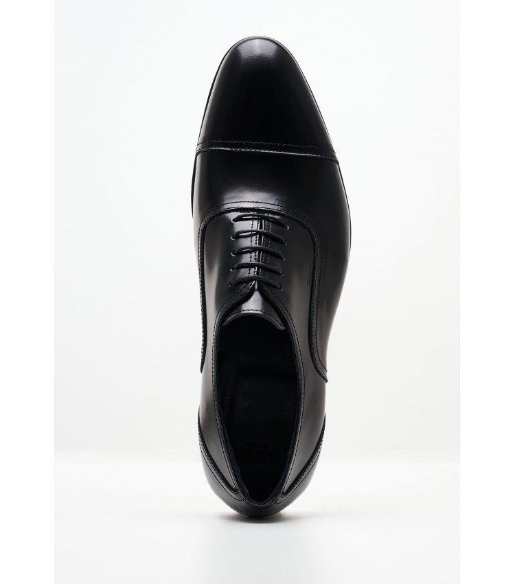 Ανδρικά Παπούτσια Δετά V5974.FLO Μαύρο Δέρμα Boss shoes
