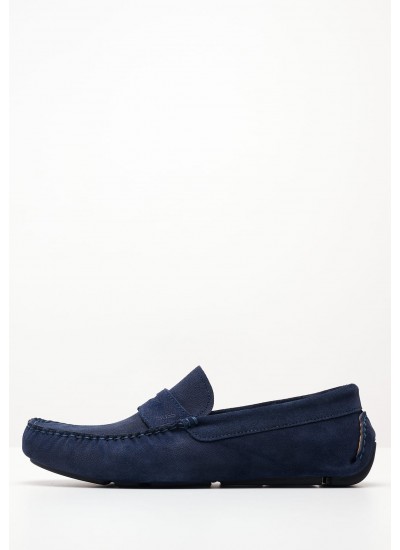 Men Moccasins V6890.Sue Blue Buckskin Boss shoes