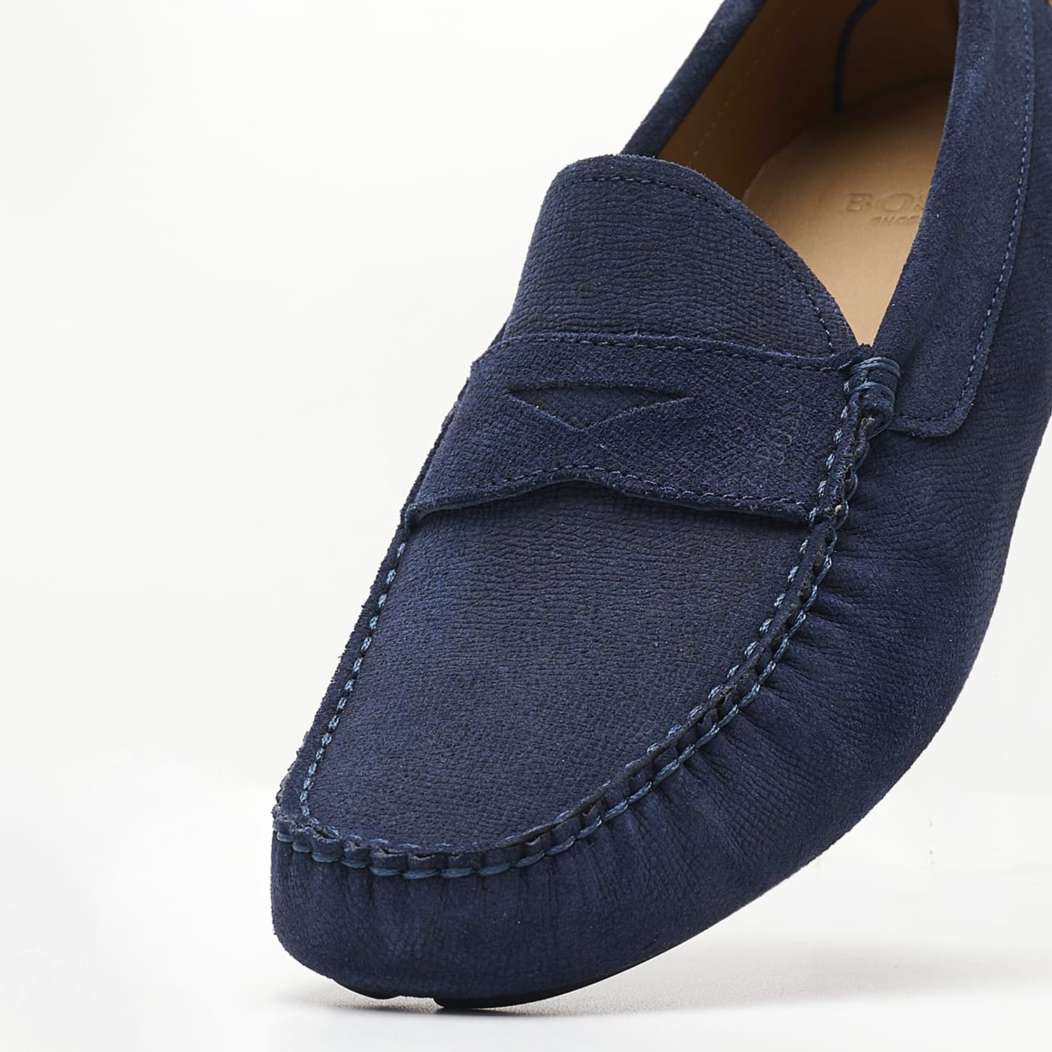 Ανδρικά Μοκασίνια V6890.Sue Μπλε Δέρμα Καστόρι Boss shoes
