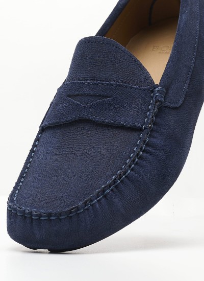 Men Moccasins V6890.Sue Blue Buckskin Boss shoes