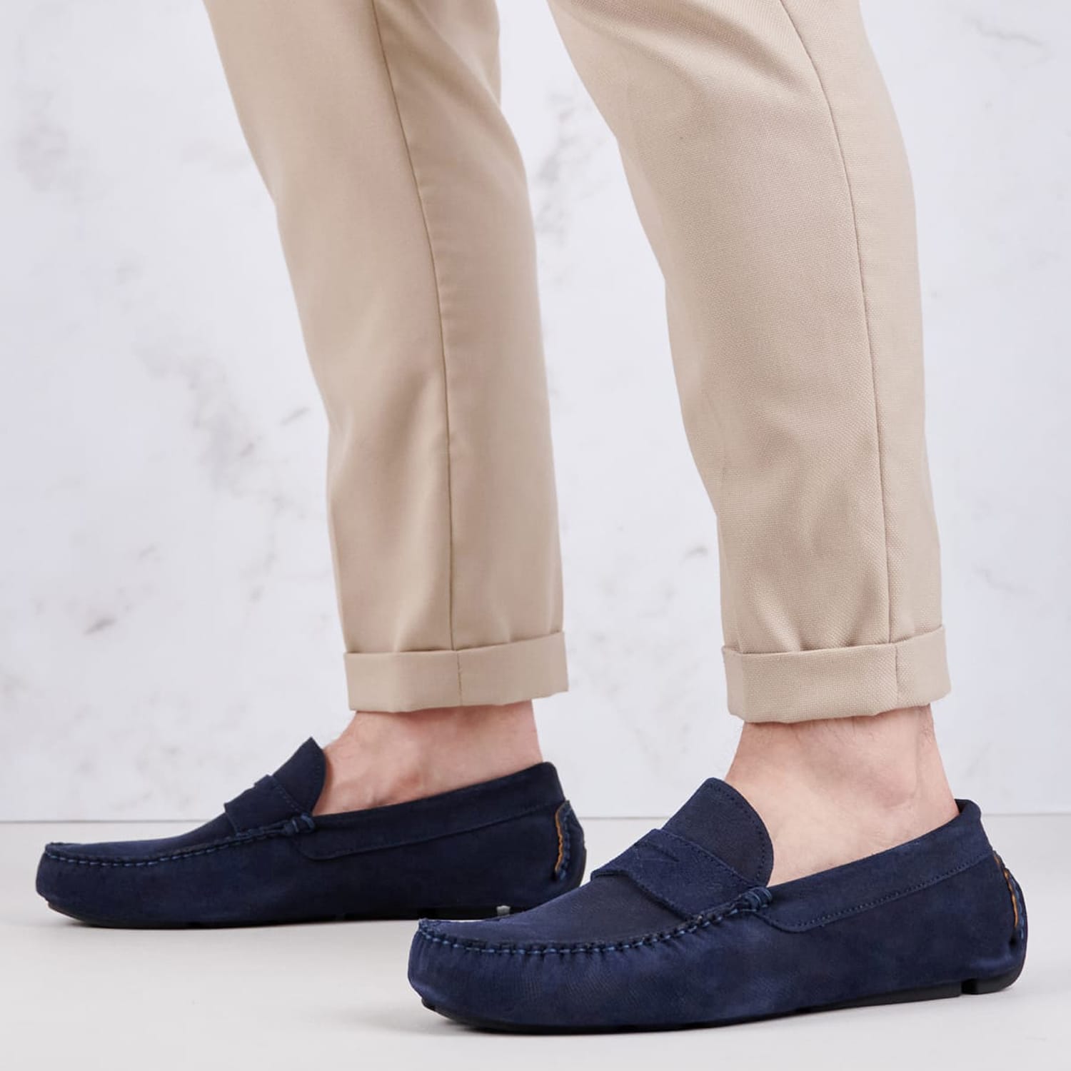 Ανδρικά Μοκασίνια V6890.Sue Μπλε Δέρμα Καστόρι Boss shoes Ανδρικά Μοκασίνια V6890.Sue Μπλε Δέρμα Καστόρι Boss shoes