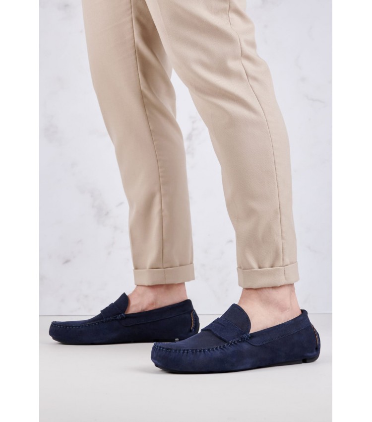 Men Moccasins V6890.Sue Blue Buckskin Boss shoes