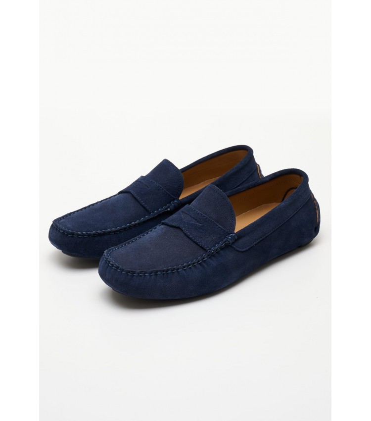 Men Moccasins V6890.Sue Blue Buckskin Boss shoes