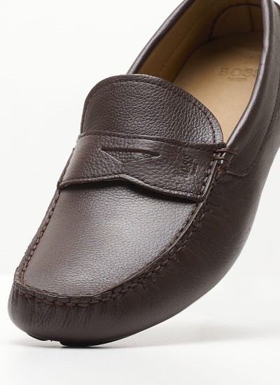 Men Moccasins V6890 Brown Leather Boss shoes