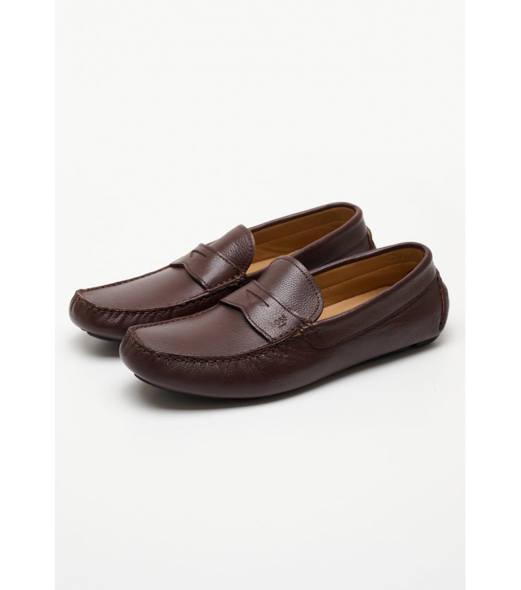 Men Moccasins V6890 Brown Leather Boss shoes