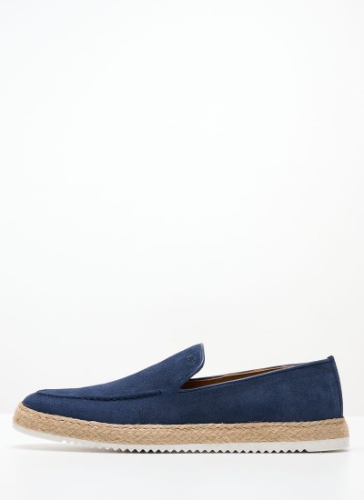 Men Moccasins V6904.SUE Blue Leather Boss shoes