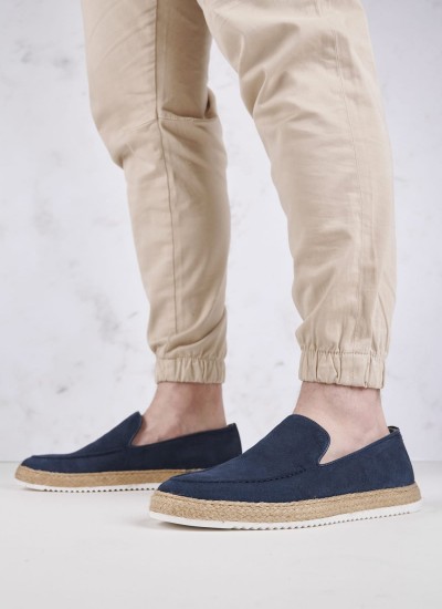 Men Moccasins V6904.SUE Blue Leather Boss shoes