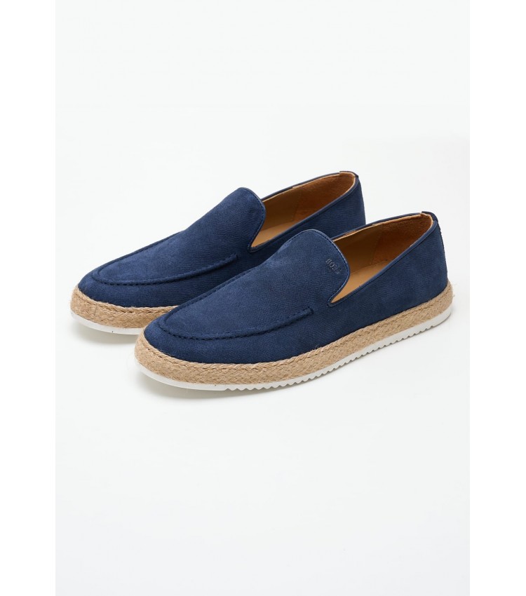 Men Moccasins V6904.SUE Blue Leather Boss shoes