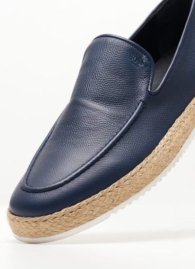 Men Moccasins V6904 Blue Leather Boss shoes