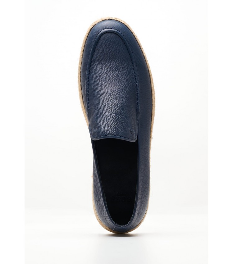 Men Moccasins V6904 Blue Leather Boss shoes