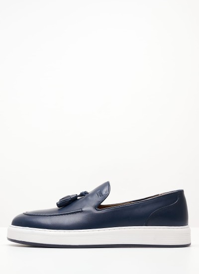 Ανδρικά Μοκασίνια V7071 Μπλε Δέρμα Boss shoes
