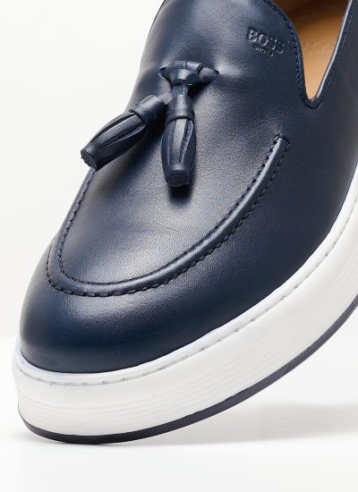 Ανδρικά Μοκασίνια V7071 Μπλε Δέρμα Boss shoes