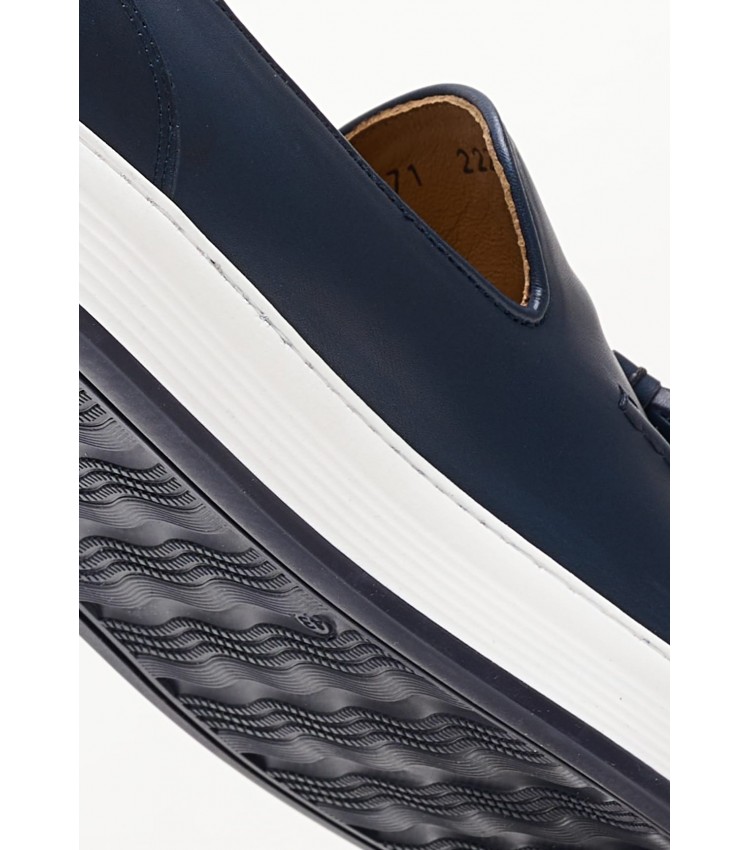 Men Moccasins V7071 Blue Leather Boss shoes