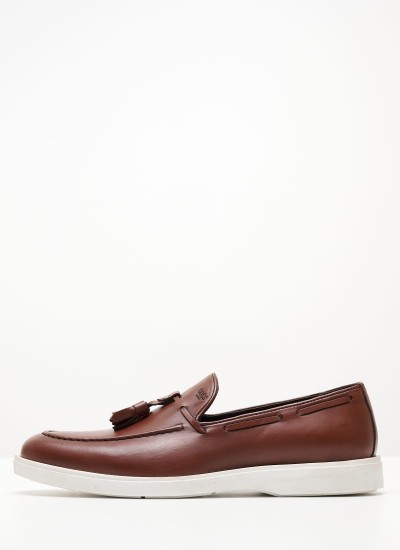 Ανδρικά Μοκασίνια V7159 Καφέ Δέρμα Boss shoes