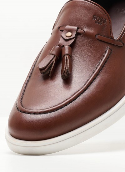 Men Moccasins V7159 Brown Leather Boss shoes