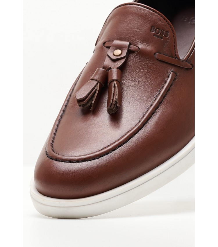 Men Moccasins V7159 Brown Leather Boss shoes