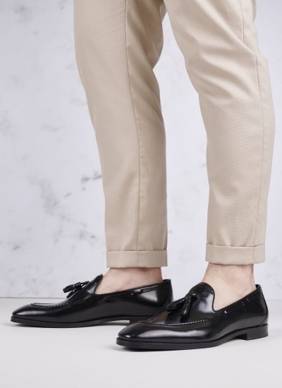 Ανδρικά Μοκασίνια R6711 Μαύρο Δέρμα Boss shoes