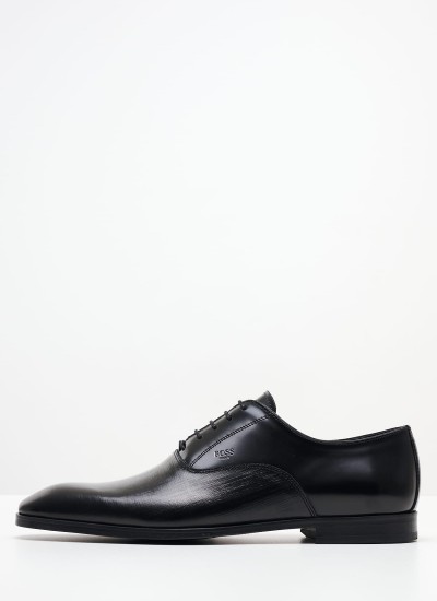Ανδρικά Παπούτσια Δετά V7167.GLM Μαύρο Δέρμα Boss shoes