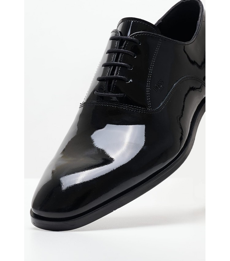 Ανδρικά Παπούτσια Δετά V7167.Pat Μαύρο Δέρμα Λουστρίνι Boss shoes