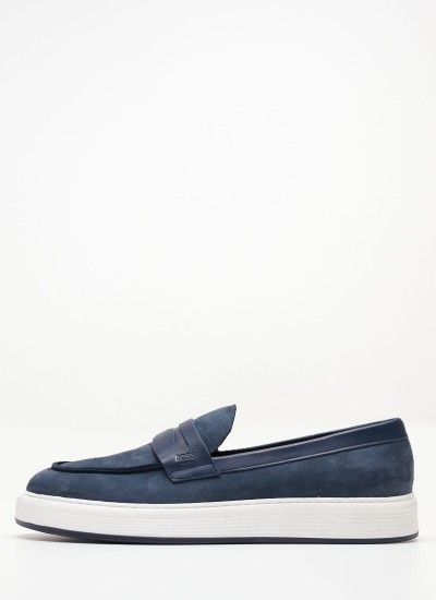 Men Moccasins V7169.Nb Blue Nubuck Leather Boss shoes