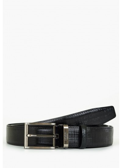 Men Belts VB005.Glm Black Leather Boss shoes