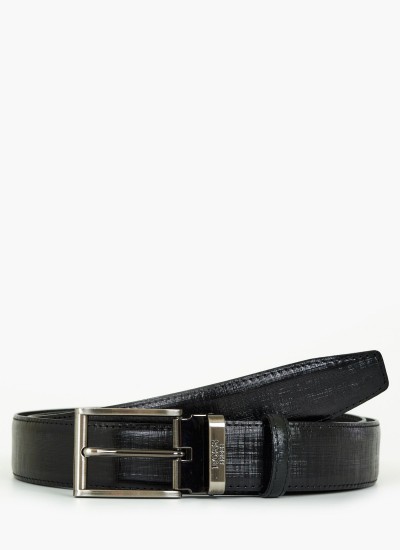 Men Belts 1704 Black Leather Mortoglou