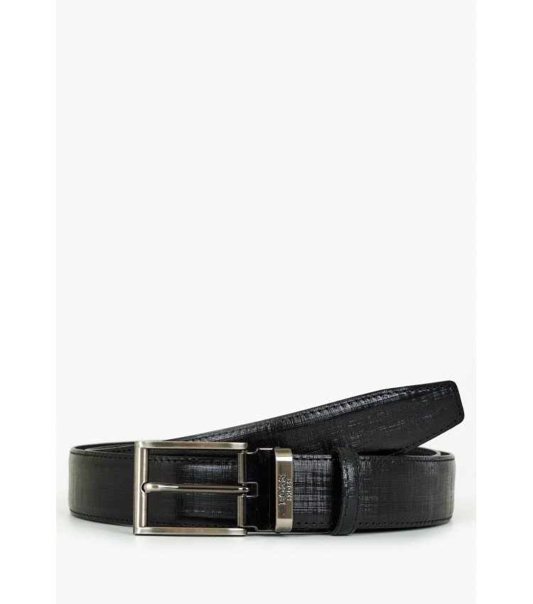 Men Belts VB005.Glm Black Leather Boss shoes
